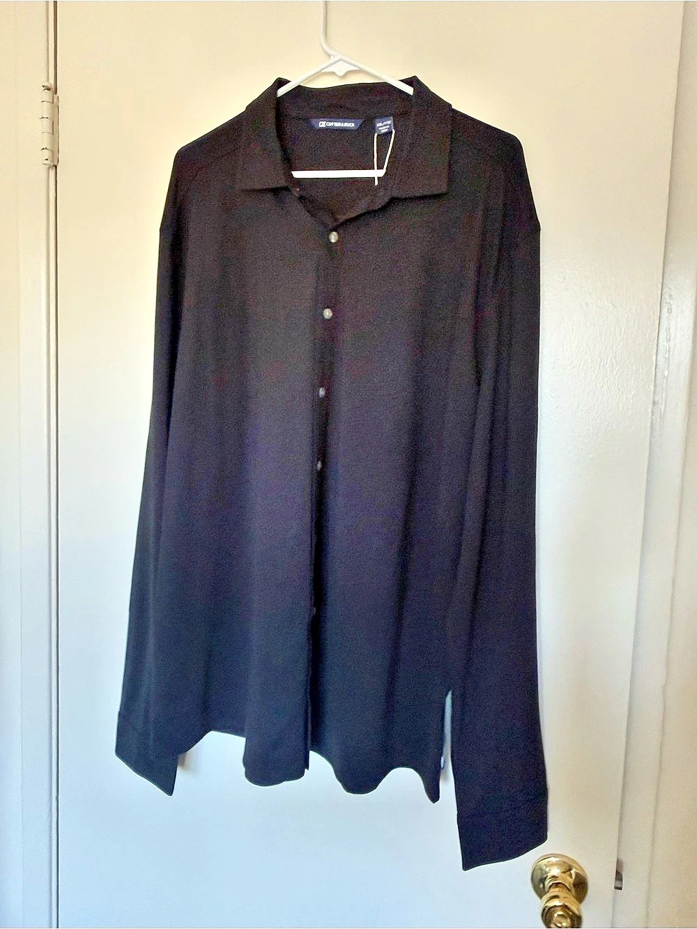 NWT Cutter & Buck Advantage Eco Soft Pique Long Sleeve Button Down Black XXL
